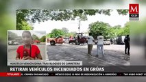 En la Huasteca veracruzana, los integrantes del FDOMEZ bloquean carretera federal e incendian Vehículos