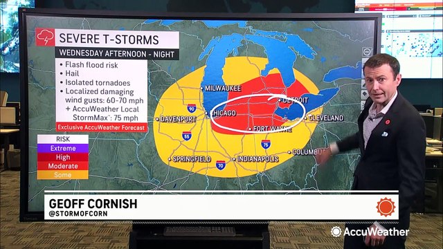 Severe storms to cause travel delays in the Great Lakes area on July 26