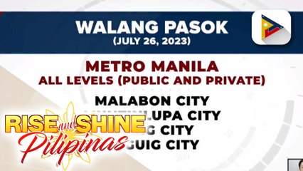 Ilang paaralan sa NCR  at iba pang lalawigan, walang pasok ngayong araw dahil sa bagyong #EgayPH at Habagat