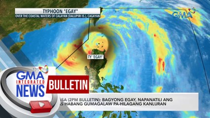 Download Video: PAGASA(2PM Bulletin): Bagyong Egay, napanatili ang lakas habang gumagalaw pa-hilagang kanluran | GMA Integrated News Bulletin