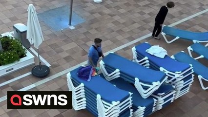 Holidaymakers spotted laying out sunbeds at 6.30am - three-and-a-half hours before pool opens