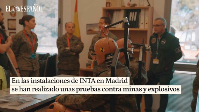 Pruebas contra minas y artefactos explosivos improvisados (llamados también IED) del blindado VCR 8x8 Dragón, que se han realizado en las instalaciones del INTA en Madrid