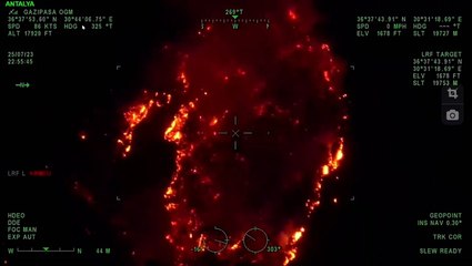 Blazing wildfire rips through southern Turkey in aerial footage captured overnight