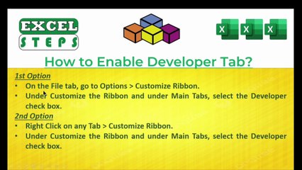 01 - How to Activate Developer Tab in Excel, Excel VBA #excelsteps