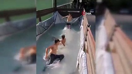 Çocuklar kamyoneti havuza çevirdi