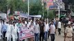 कांग्रेस कार्यकर्ताओं ने निकाला पैदल मार्च, किया प्रदर्शन-video