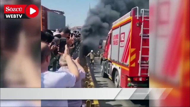 Ümraniye Dudullu'da İETT otobüsü yandı