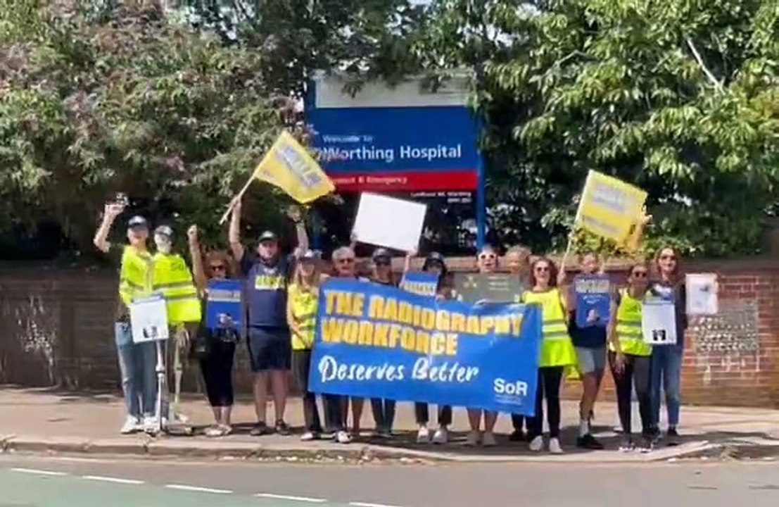 Radiographers on strike in Worthing