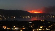 Captivating drone footage shows ruthless wildfire scorching Corfu Island under the night sky
