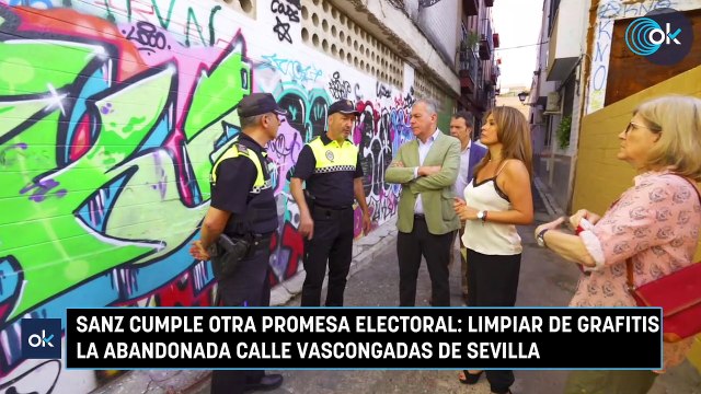 Sanz cumple otra promesa electoral limpiar de grafitis la abandonada calle Vascongadas de Sevilla