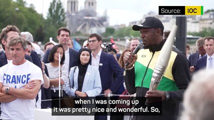 Usain Bolt in Paris to mark one year until the start of The Games