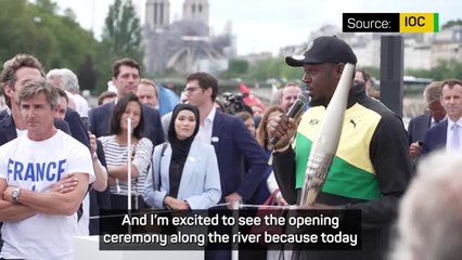 Usain Bolt in Paris to mark one year until the start of The Games