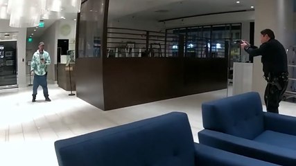 Knife-wielding suspect brandishing weapon in LA hotel lobby shot by police