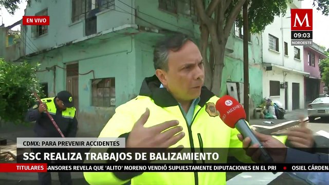 SSC realiza trabajos de balizamiento para prevenir accidentes en Ciudad de México