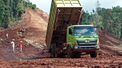 Cut and fill making new road in hill