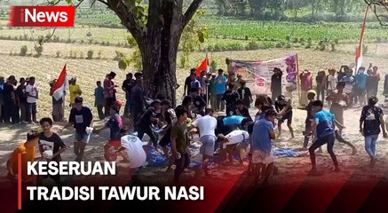 Serunya! Ratusan Warga di Rembang Ikut Tradisi Tawur Nasi, Dipercaya Bawa Berkah