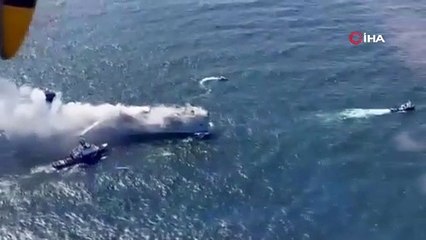 Araç taşıyan dev gemide yangın! 2 gündür söndürülemedi