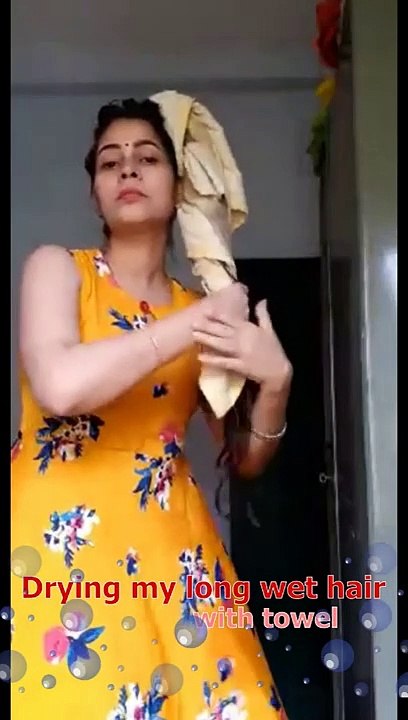 Watch me drying my long wet hair----