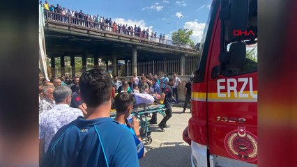3 personnes blessées dans une voiture et une camionnette survolant un pont à Erzurum