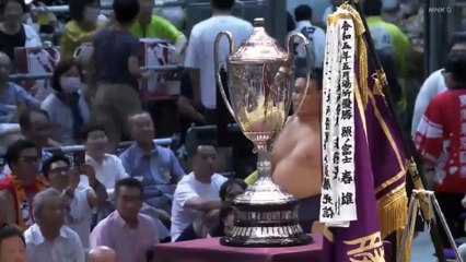 Hoshoryu Yusho Award ceremony - Nagoya 2023, Day 15 (NHK)