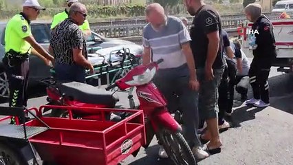 Kamyonet ile sepetli motosiklet çarpıştı: 2 yaralı