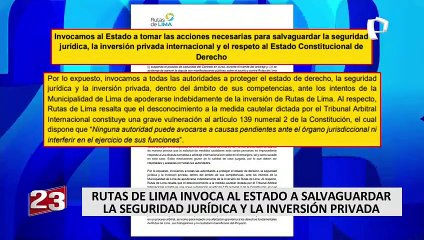 Rutas de Lima convoca al Estado a salvaguardar la seguridad jurídica y la inversión privada