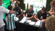 El Betis presenta su nueva equipación con Rosa Márquez, Fekir y Sabaly