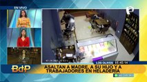 Delincuentes asaltan a una madre con su hijo y trabajadores de una heladería en Los Olivos