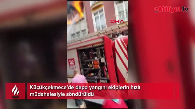 Küçükçekmece'de depo yangını ekiplerin hızlı müdahalesiyle söndürüldü