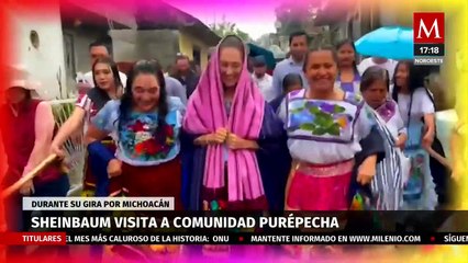 Claudia Sheinbaum visita el pueblo indígena Paracho en el estado de Michoacán