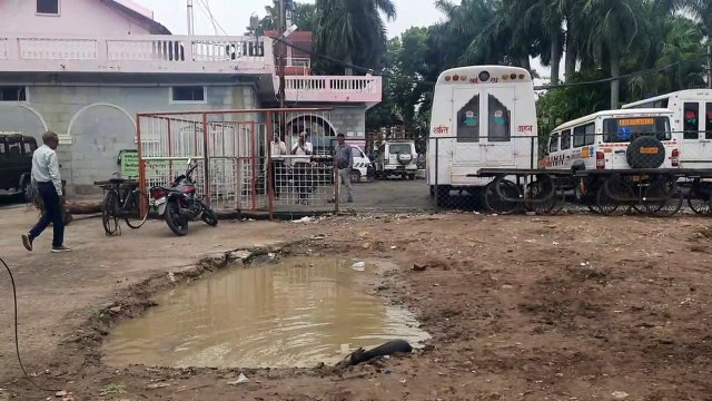 नपा के प्रवेश द्वार पर गडढे से हो रहे मच्छर