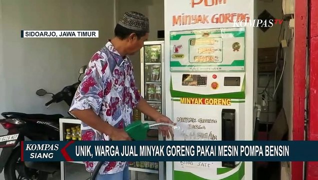 Unik! Edy, Warga Sidoarjo Jual Minyak Goreng Curah Pakai Mesin Pompa Bensin