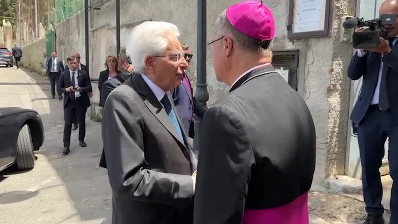 Mattarella a Palermo visita la chiesa di Santa Maria di Gesu' distrutta dalle fiamme