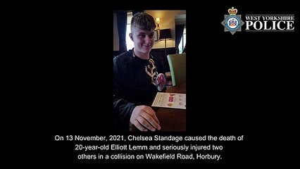 Chelsea Standage sentenced for causing death by dangerous driving of Elliott Lemm