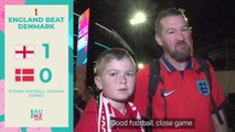 Fans react to England's narrow 1-0 win over Denmark in Sydney