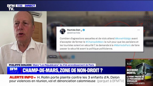 Viol au Champ-de-Mars: Il faut un dispositif de sécurité dédié à ce site , pour Philippe Goujon (maire LR du XVe arrondissement de Paris)