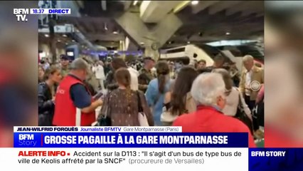 Download Video: Vacances: les intempéries provoquent d'importants retards à la gare Montparnasse en plein chassé-croisé