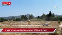 Kemer ilçesinde yanan alanlar havadan görüntülendi