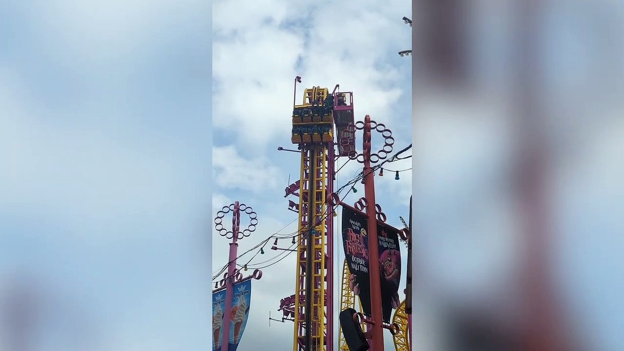 Rescuers scramble to save terrified theme park goers stuck at top of 22-metre rollercoaster