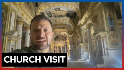 Zelenskyy visits Odesa cathedral damaged in Russian strike