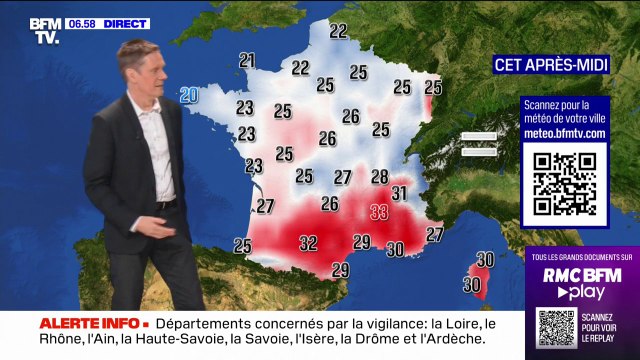 8 départements en vigilance orange pour orages et des températures comprises entre 20°C et 33°C... La météo de ce samedi 29 juillet