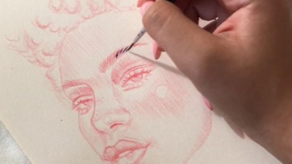 Artist makes a wonderful oil sketch of a woman with afro *Impressive Art*