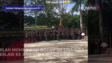 Viral Momen Bocah SD Tiba-Tiba Lari Ikut Yel-Yel Bareng TNI, Lancar Tiru Gerakan