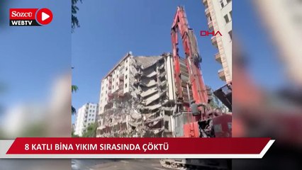 Download Video: Diyarbakır'da ağır hasarlı 8 katlı bina yıkım sırasında çöktü 