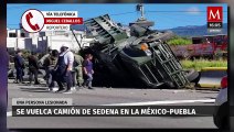 Volcadura de camión de la Sedena en la autopista México-Puebla deja un militar herido