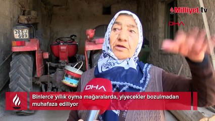 Binlerce yıllık oyma mağaralarda, yiyecekler bozulmadan muhafaza ediliyor