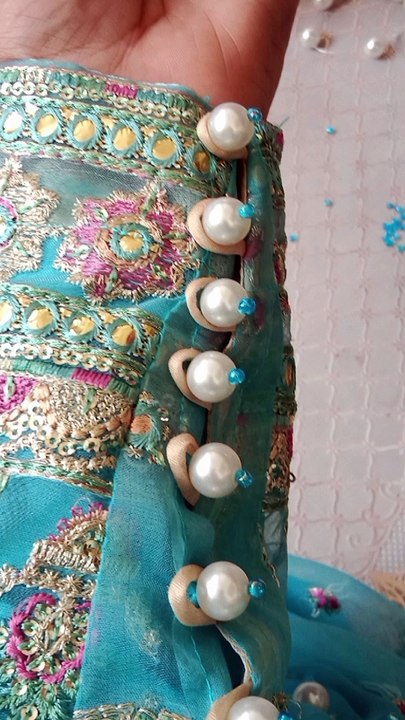 Sleeves design with pearls work