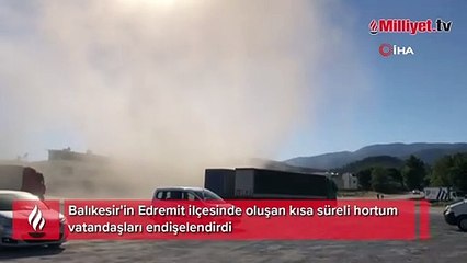 Edremit’te kısa süreli oluşan hortum kamerada