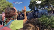 Protesto na Turquia contra a expansão de uma mina de carvão