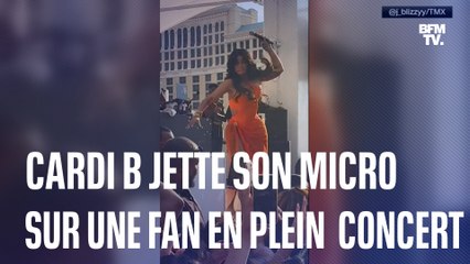 En plein concert, la rappeuse américaine Cardi B est aspergée d'une boisson et réplique en jetant son micro sur la spectatrice